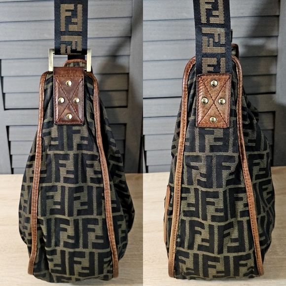 Authentic FENDI Zucca Messenger Crossbody Bag FF Strap - Picture 4 of 14